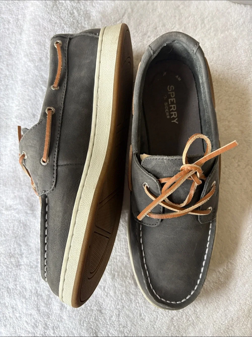 Sperry Top-Sider Cup LL Boat Shoes Boys 6.5M Grey Suede Leather Memory Foam